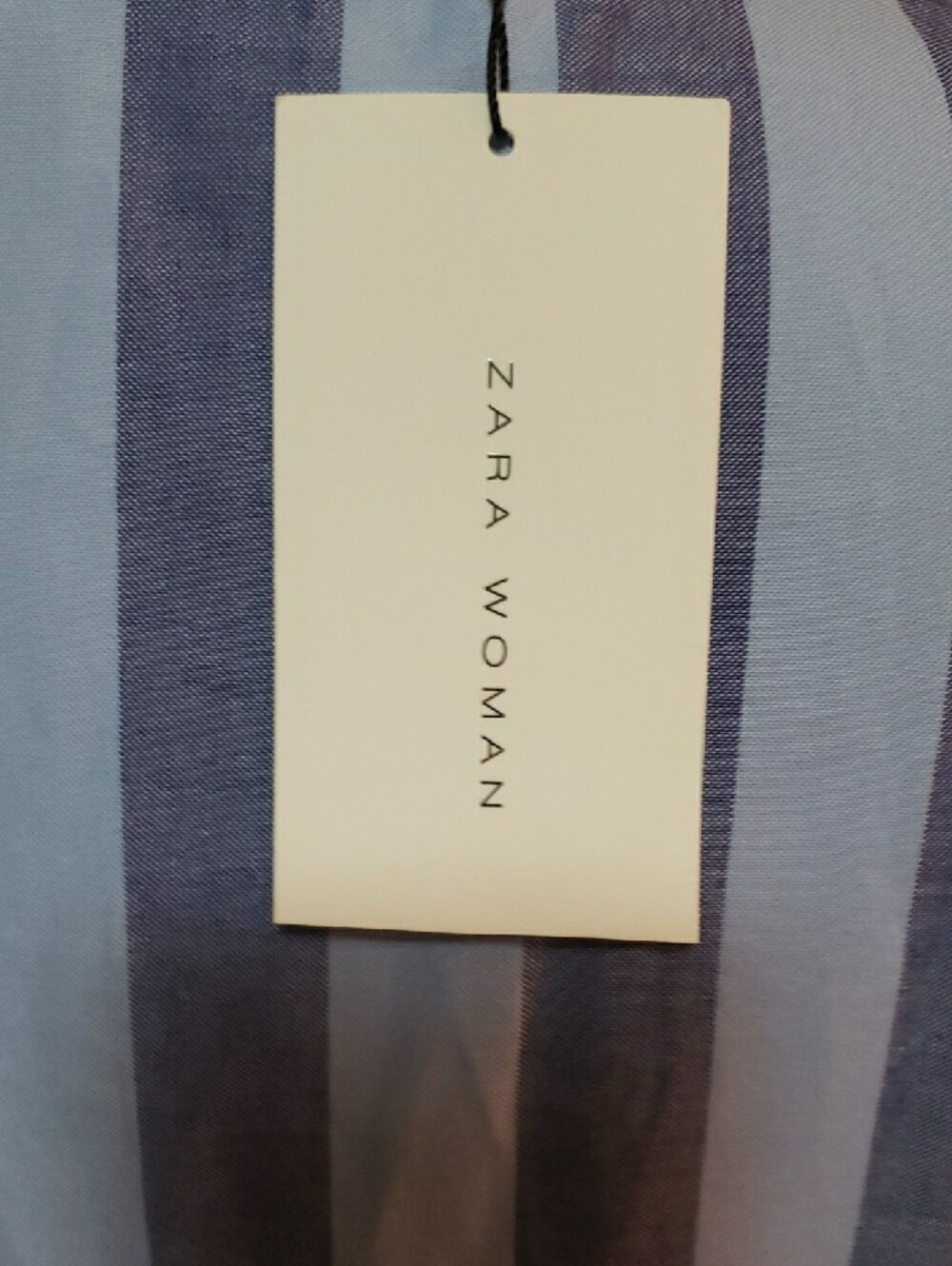 Zara Light Blue & Navy Striped V-Neck Mini Dress - Picture 6 of 7